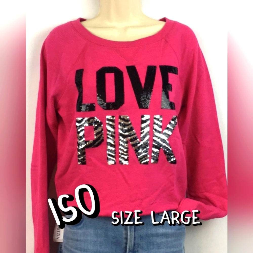 ISO VS Pink Zebra Sweatshirt Size Large Only!!!